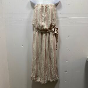 Cloth & Stone Striped Strapless Tie Waist Jumpsuit Small